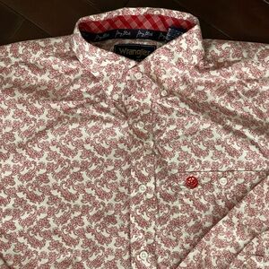 Red and White Paisley Wrangler George Strait Collection Long Sleeve Shirt XL